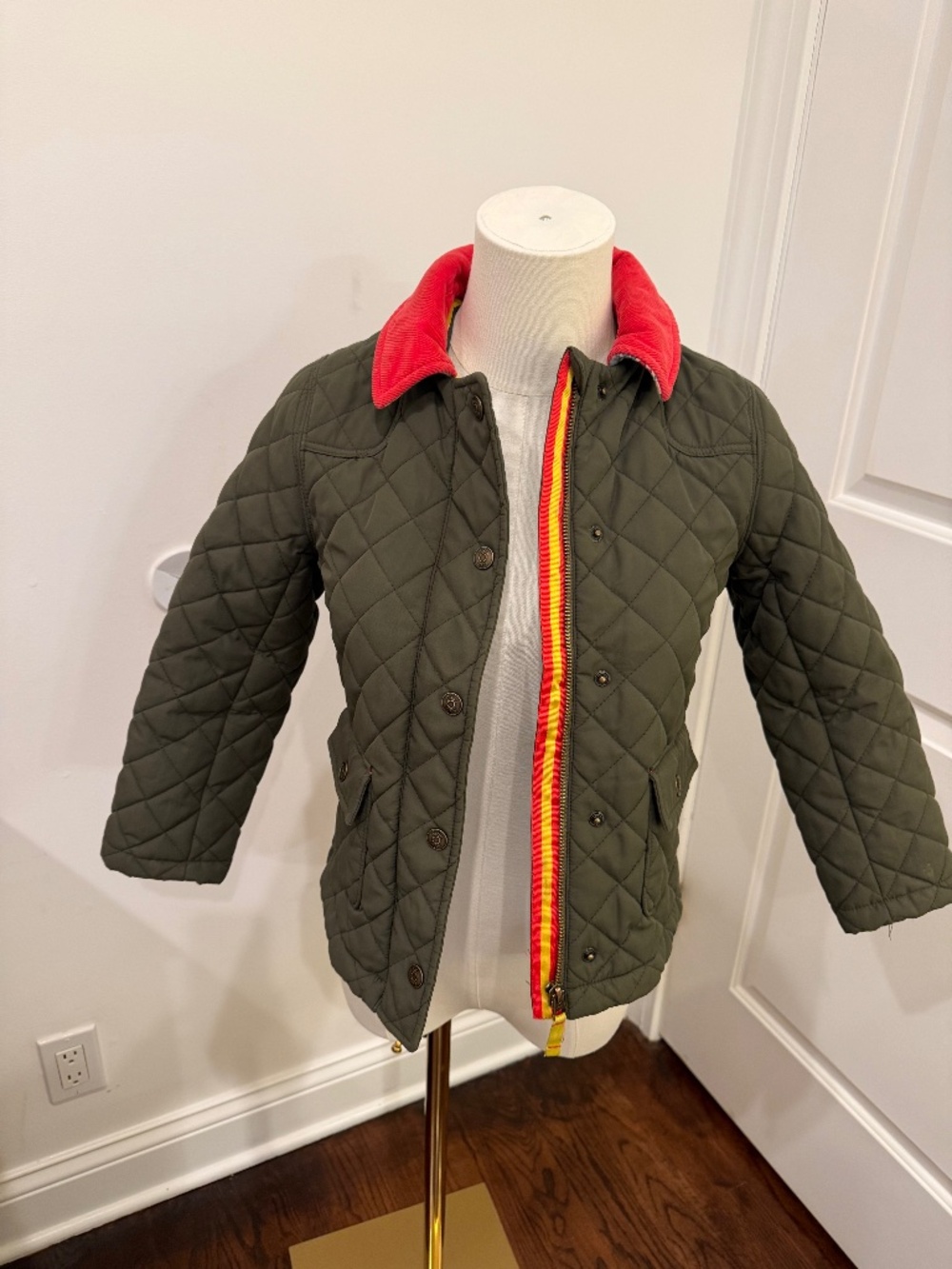 Mini Boden Girls, Classic Green Quilted Jacket size 7-8Y